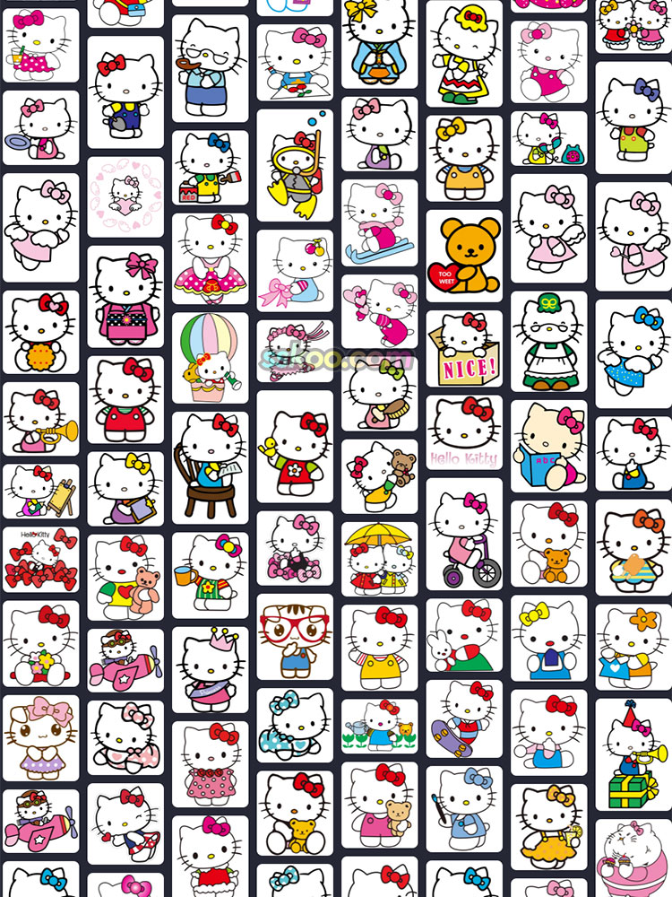 Hello Kitty卡通KT猫凯蒂猫热转印烫画印花PNG免抠图案AI矢量素材插图12