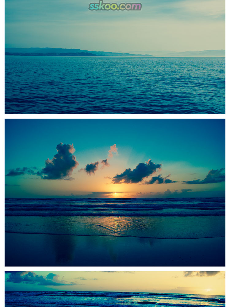 海上大海日落夏季蓝天白云海浪海滩概念高清摄影照片图片背景素材插图4