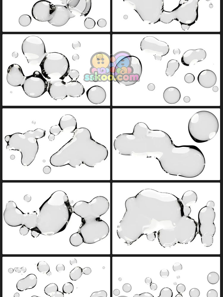 高清透明水滴液体水珠立体感PNG免抠元素PS平面海报背景设计素材插图3