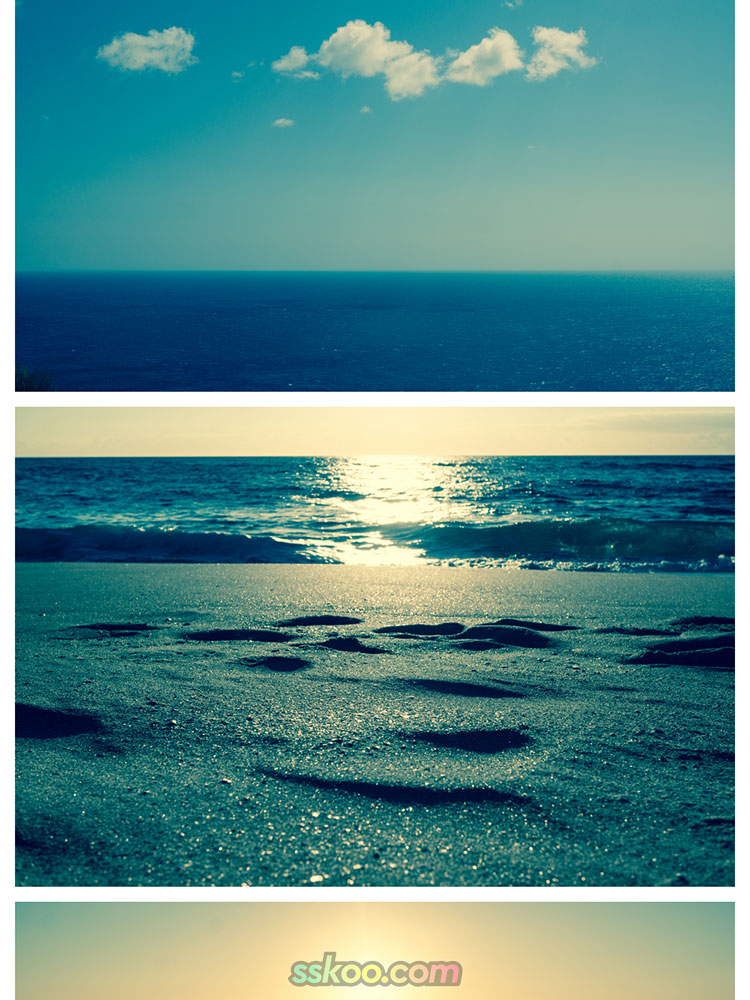 海上大海日落夏季蓝天白云海浪海滩概念高清摄影照片图片背景素材插图2