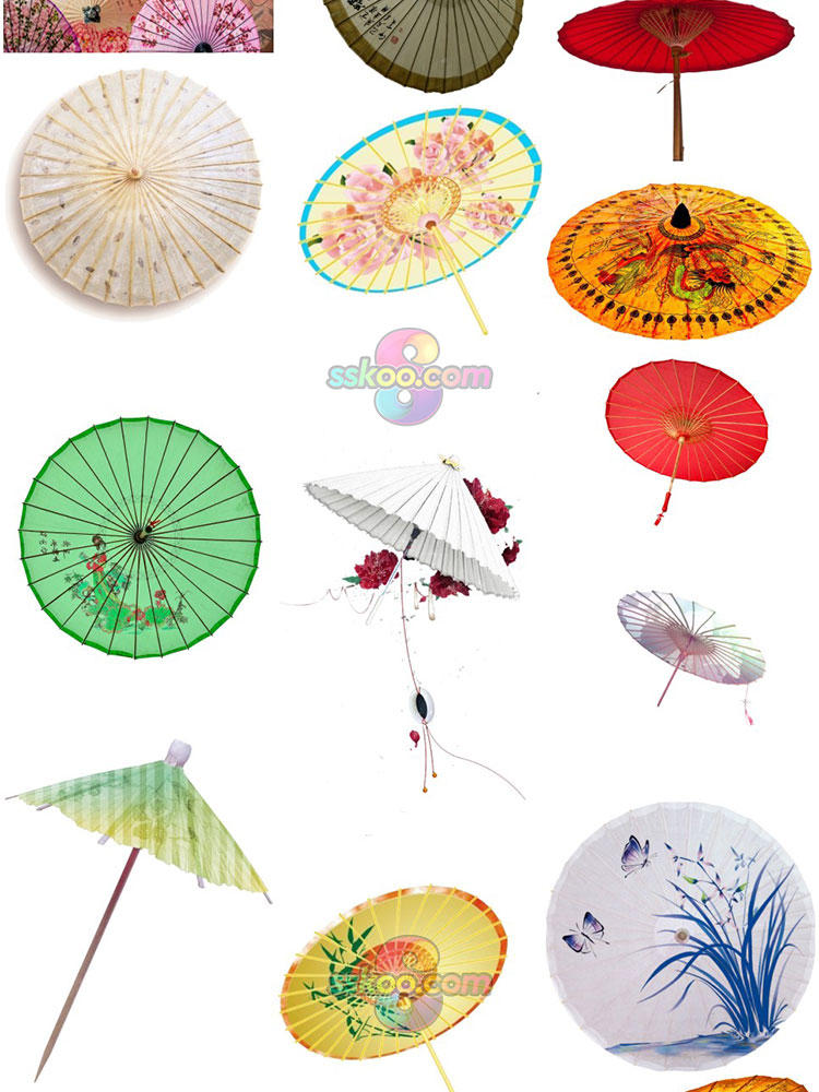 中国风传统古典古风手绘水彩油纸伞雨伞PNG免抠元素平面设计素材插图4