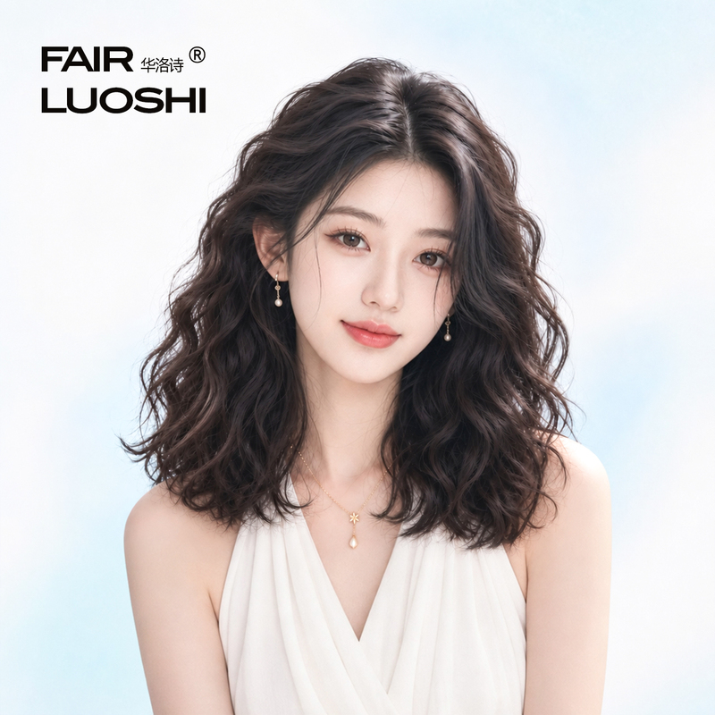 Wool Curly Wig Full Headpiece for Women, Real Human Hair, Collarbone-Length Short Curly Hair, Seamless Invisible Needle Lace Full Headpiece Wool Curly Wig Full Headpiece for Women, Real Human Hair, Collarbone-Length Short Curly Hair, Seamless Invisible Needle Lace Full Headpiece