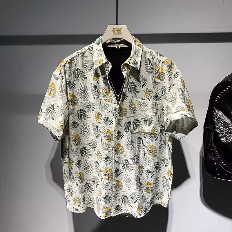 Hawaiian Short-Sleeved Floral Shirt for Men, Youth Summer New Style, Trendy, Handsome, Loose, Personalized Casual Shirt for Men Hawaiian Short-Sleeved Floral Shirt for Men, Youth Summer New Style, Trendy, Handsome, Loose, Personalized Casual Shirt for Men