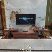 Light extravagant Oguman tea table TV cabinet Composition modern minimalist Chinese solid wood complete assembly of large family hall furniture