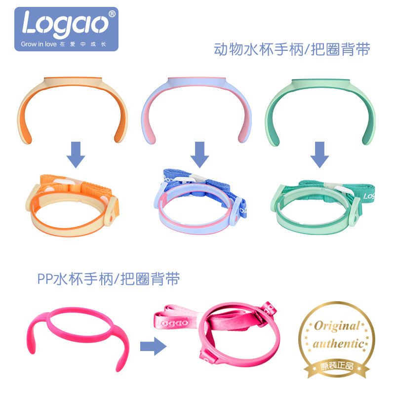 Logao children's learning drink cup handle accessories two-color handle cup dual-use ring hold baby bag accessories portable go out