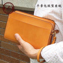 No. 38 clutch bag drawing handmade leather version drawing diy pattern leather mens clutch bag