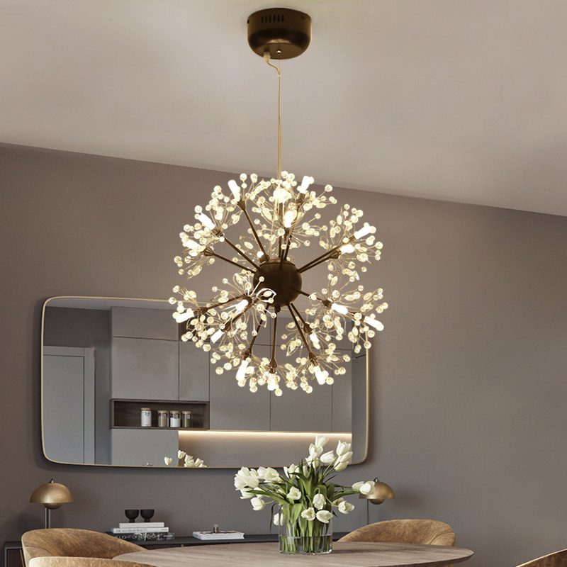 Nordic cozy bedroom chandelights modern minimalist creative personality American dining room bar Round Crystal Hall Lamps