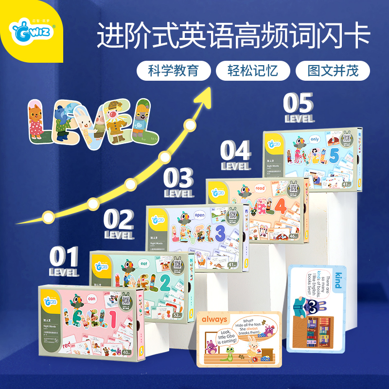 GWIZ Children HF words English flashcards English single word cards toddlers Single word memory English Enlightenment birthday present