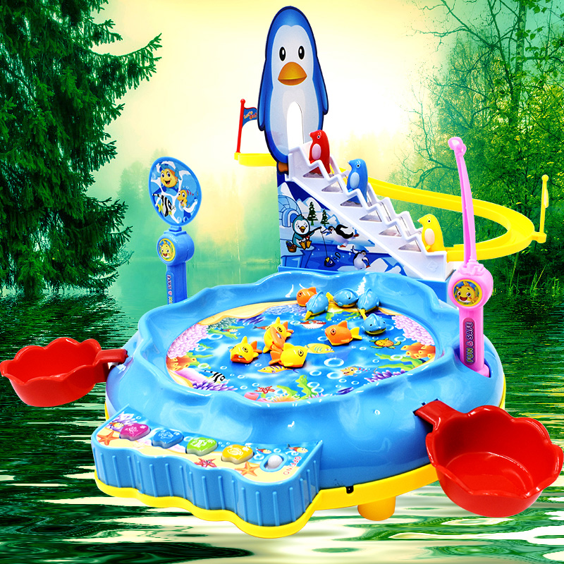 Small Cat Fishing Toy Swivel With Music Children Big Number Electric Puzzle Hook Fish Pool Suit Magnetic Fish Male Girl