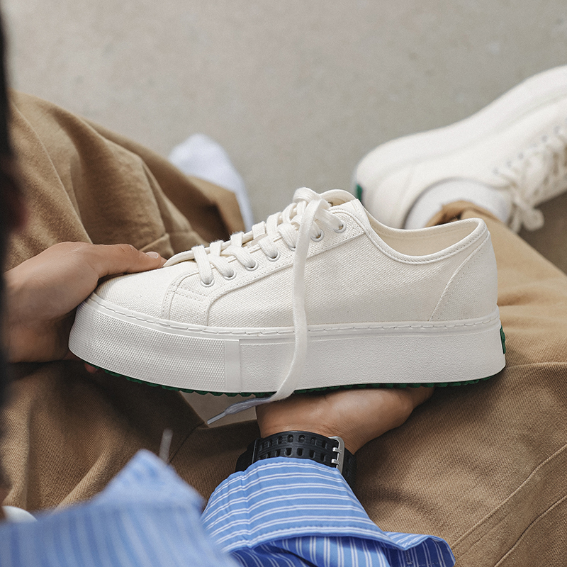 Youth Casual Shoes 2025 Spring New Men's Shoes Thick-Soled Height-Increasing Sneakers Breathable Sports Trendy Versatile Canvas Shoes