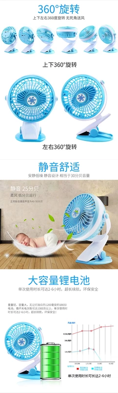 USB clip fan có thể sạc lại sinh viên ký túc xá xe đẩy clip máy tính để bàn di động cầm tay quạt điện máy tính để bàn - Quạt điện