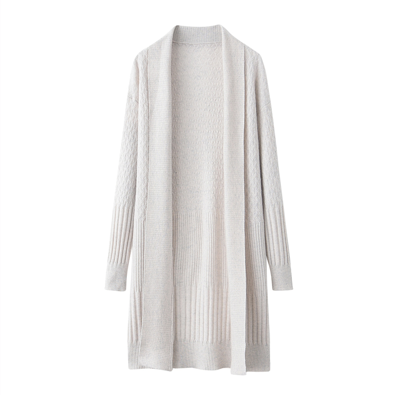 women's new 100% cashmere cardigan mid-length thickened knitted sweater pure cashmere coat