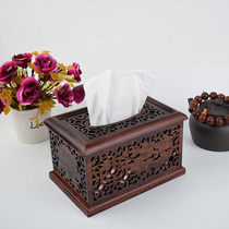 Big red acid branch tissue box Car mortise and tenon wooden pumping paper box Mahogany crafts household meal paper box