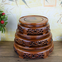  Acid branch wood solid wood round handicraft rack Qishi Bonsai teapot flower pot vase incense burner Buddha statue Mahogany base