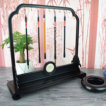  High-end art-grade purple sandalwood brush holder calligraphy calligraphy and painting mahogany pen hanging Ebony Wenfang four treasures set gift box