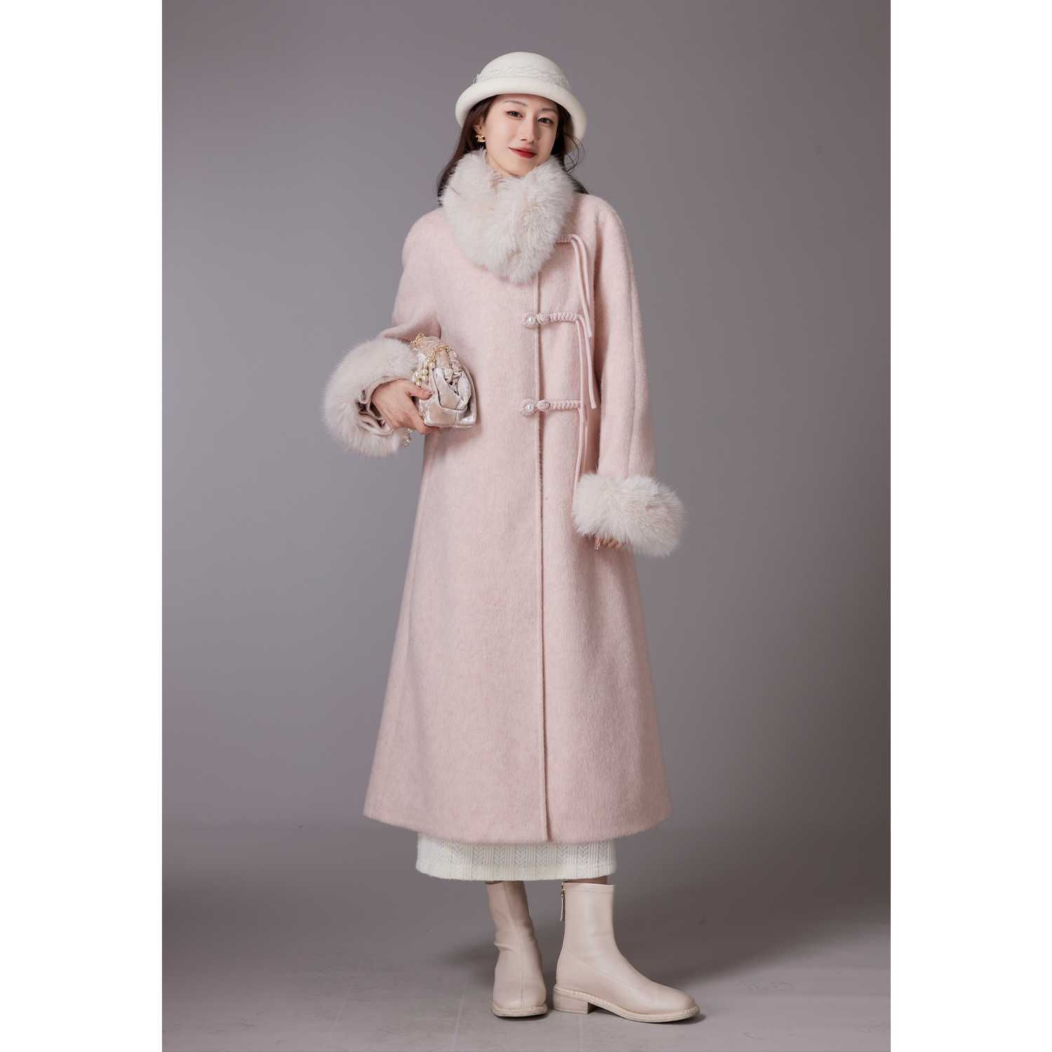 SHAOER A burnt goose (lotus peaches) Mao, what about the 2023 winter long section of the women's coat-Taobao