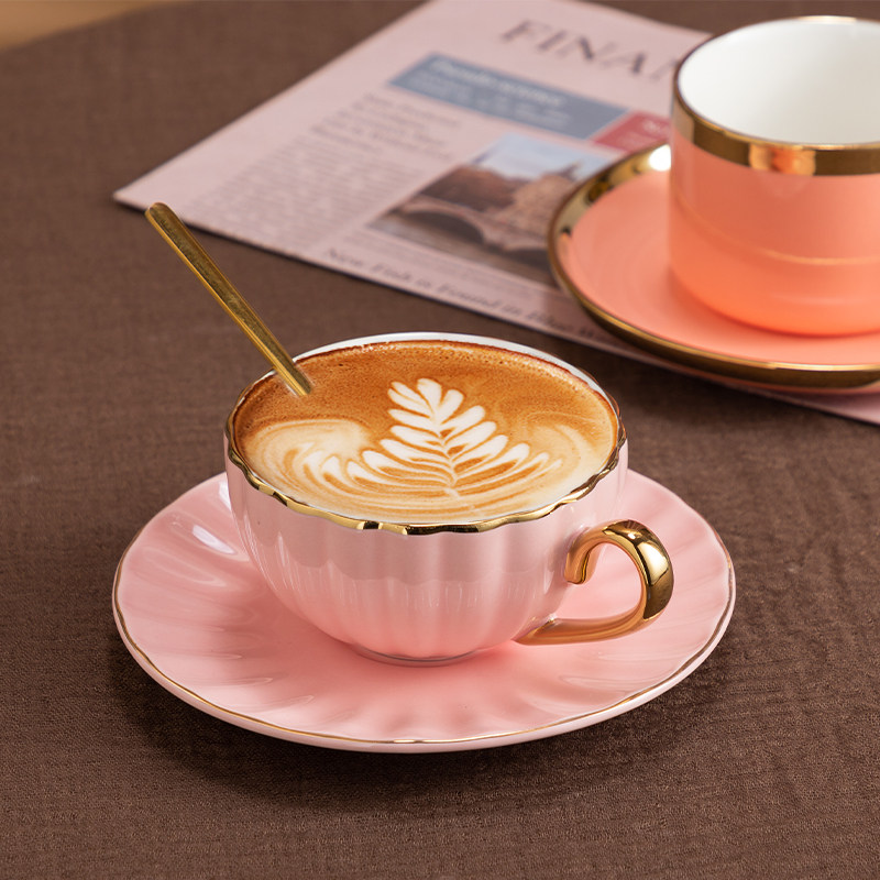 Coffee Cup Suit Modern Light Lavish Superior Eurostyle Cup Saucer Ceramic Coffee Mug Afternoon Tea Set With Spoon Suit