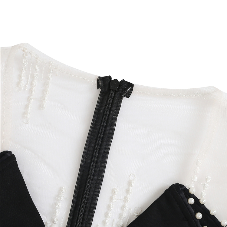 VK旗艦店 韓國風刺繡蕾絲羽毛釘珠西服領長袖洋裝