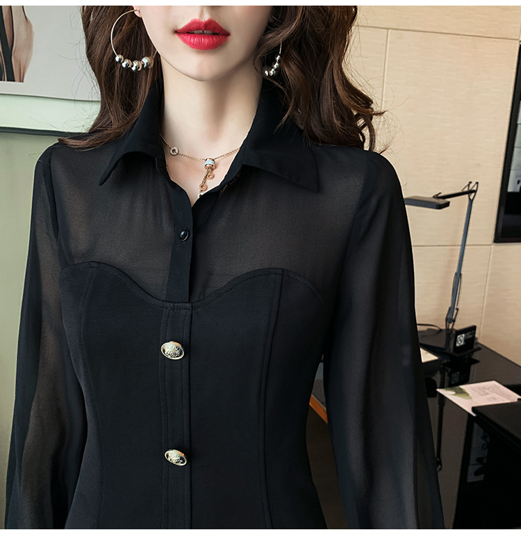 VK旗艦店 韓系雪紡燈籠袖襯衣修身短褲套裝長袖褲裝