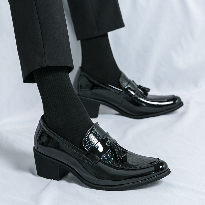 Hairdresser Height-Increasing 6cm Leather Shoes for Men, British-Style Pointed Leather Shoes, Fashionable Hairstylist High-Heeled Leather Shoes, Wedding Shoes, Korean Version Hairdresser Height-Increasing 6cm Leather Shoes for Men, British-Style Pointed Leather Shoes, Fashionable Hairstylist High-Heeled Leather Shoes, Wedding Shoes, Korean Version