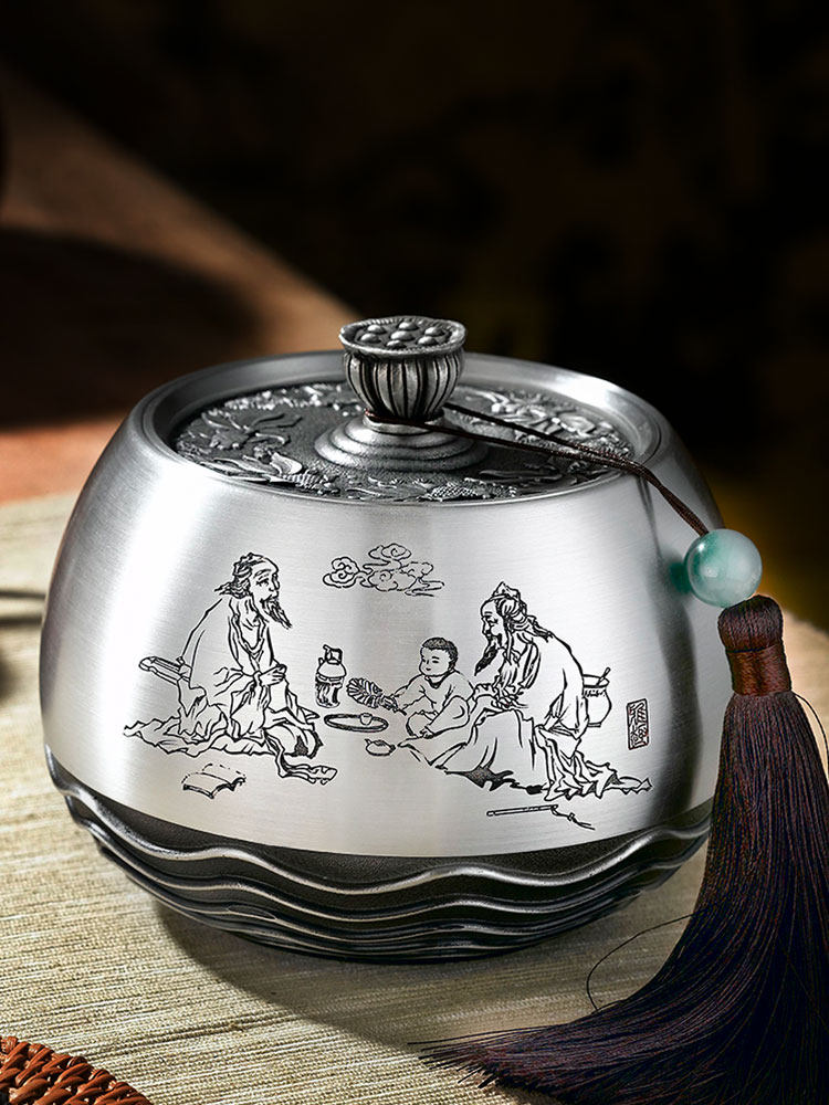 Tin cans Tea cans Pure tin tea cans Household tea boxes sealed cans Moisture-proof company annual meeting gifts custom logo