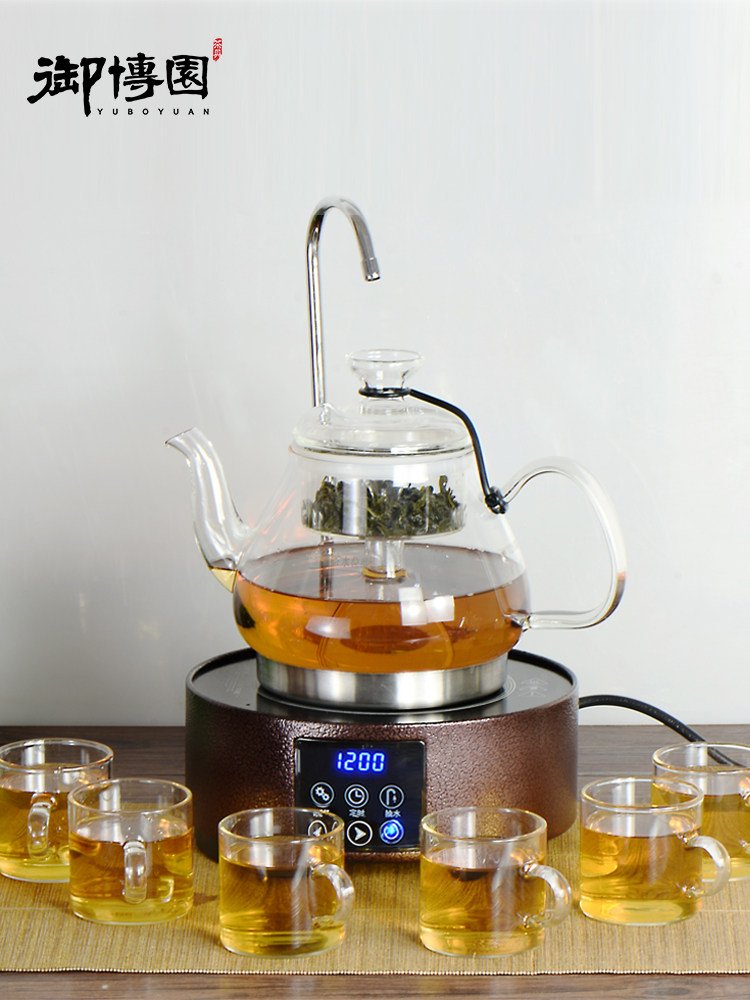 Black crystal furnace tea maker Household automatic water steam cooking teapot High temperature glass burning tea stove Tea set