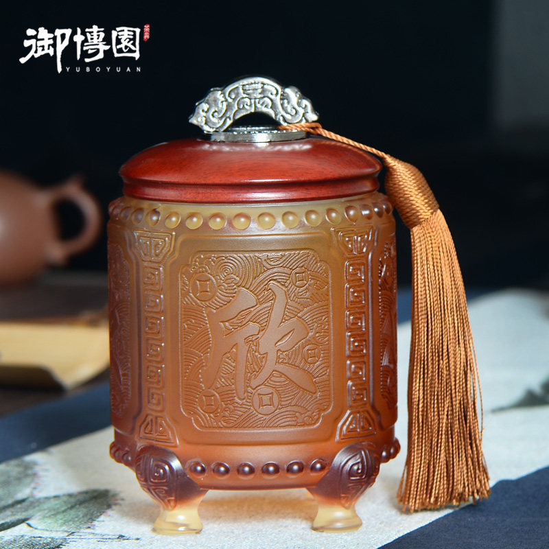 Glass tea can Household tea box Glass sealed tea storage tank gift box customer business gift custom logo
