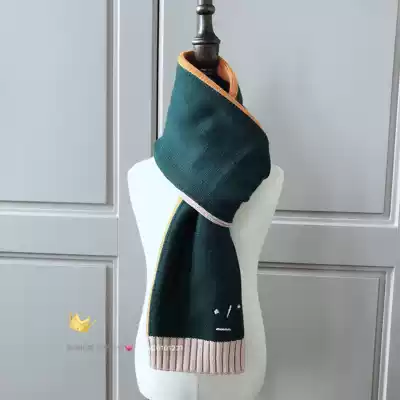 Korean version of the tide children's clothing 2021 spring and winter new men's and women's children's baby dark green cotton wool scarf children's bib