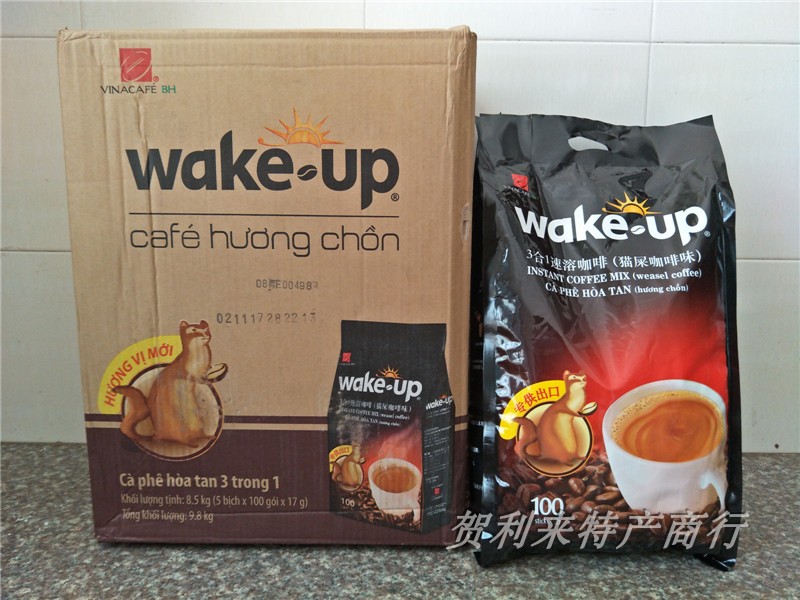 Vietnam import wakup wee coffee cat shit taste three-in-one instant coffee powder 1700g bags 100 strips * 17g