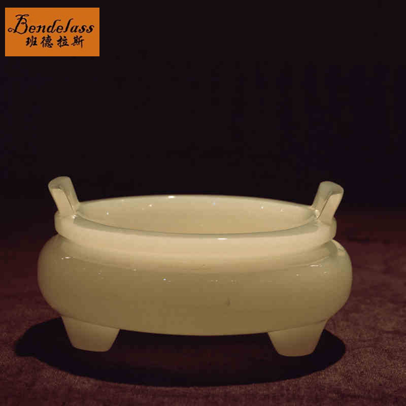 Banderas natural jade imitation official glazed double-ear three-foot incense stove with decorative gift