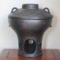Yunnan Diqing Shangri-La Nixi black pottery pure handmade cooking pot hot pot earthen casserole intangible cultural heritage firewood guarantee