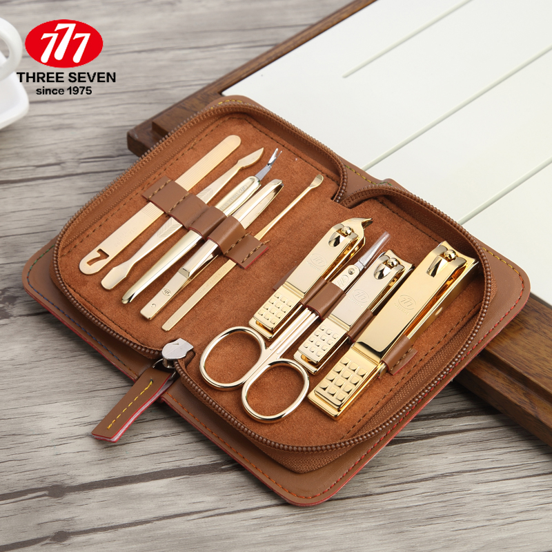 Korea 777 Imported Nail Clipper Set Large Toenail Scissors Slanted Nail Clipper Household Manicure Tools 9 Pieces