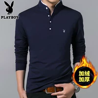 Mùa đông nam thanh niên và nhung dày áo thun dài tay đứng cổ áo cotton Hàn Quốc áo ấm hàng đầu áo sơ mi nam vải thun cotton