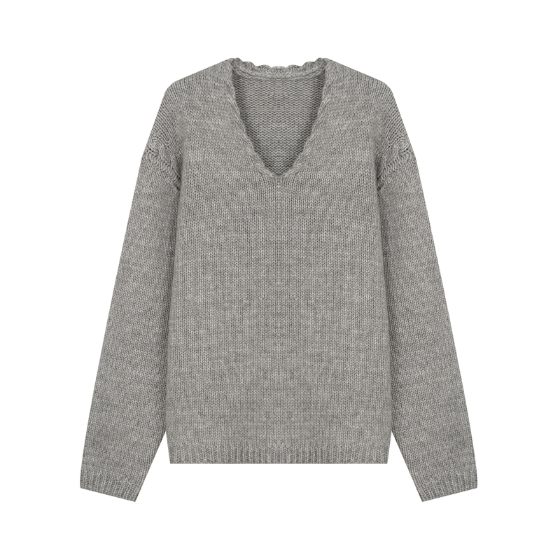 Vsamkj New Autumn and Winter Casual V-Neck Design Heavyweight Knit Sweater for Men, Trendy Lazy Style Top Vsamkj New Autumn and Winter Casual V-Neck Design Heavyweight Knit Sweater for Men, Trendy Lazy Style Top