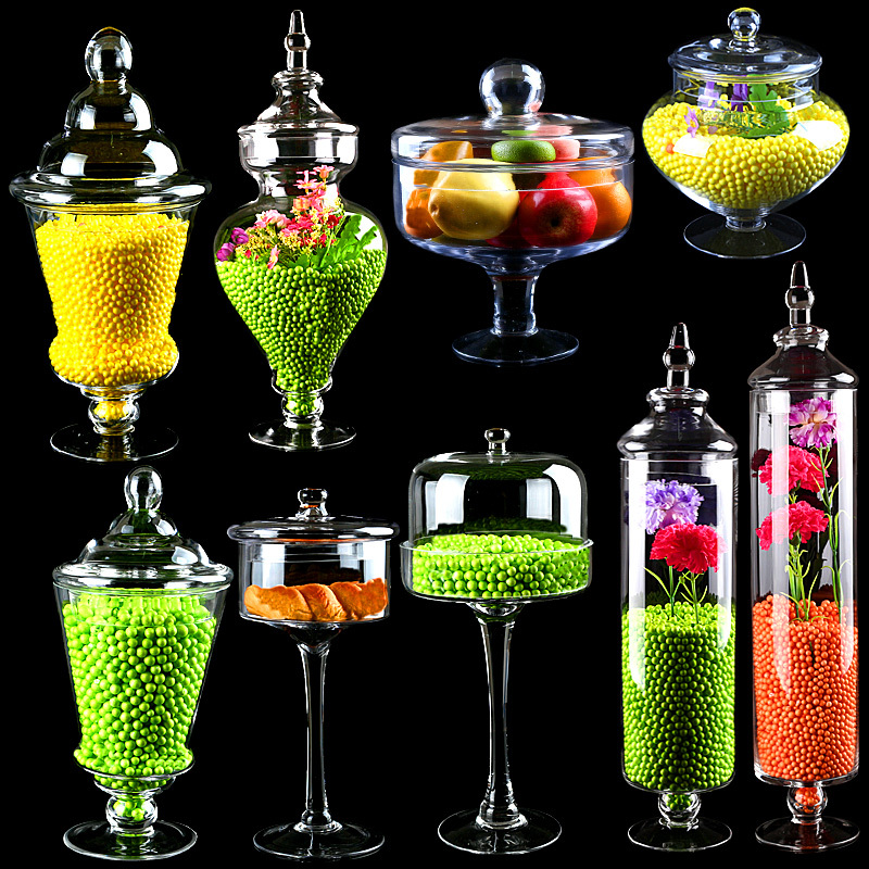 European-Style Glass Candy Storage Jar Kitchen Snack Storage Bottle Home Dining Table Living Room Decorative Ornaments