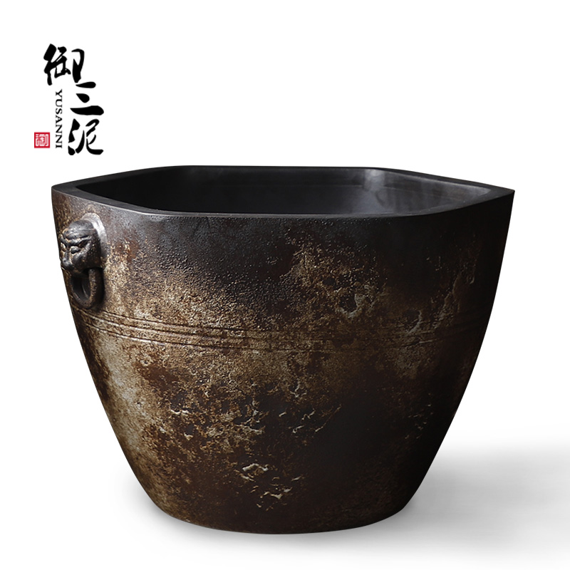 Jingdezhen ceramic goldfish bowl zen furnishing articles in plutus courtyard hexagonal tank water feng shui cornucopia pool