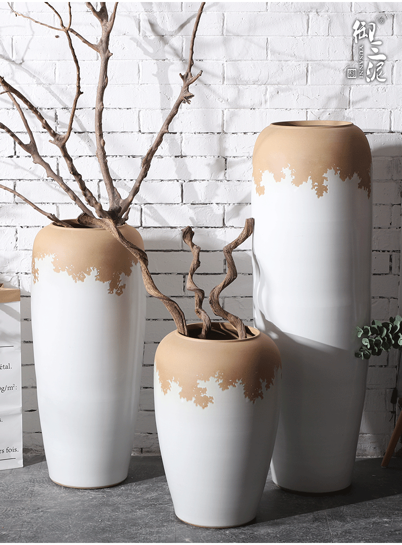 Dried flower adornment furnishing articles furnishing articles Nordic creative home sitting room flower arranging white modern pottery contracted landing window