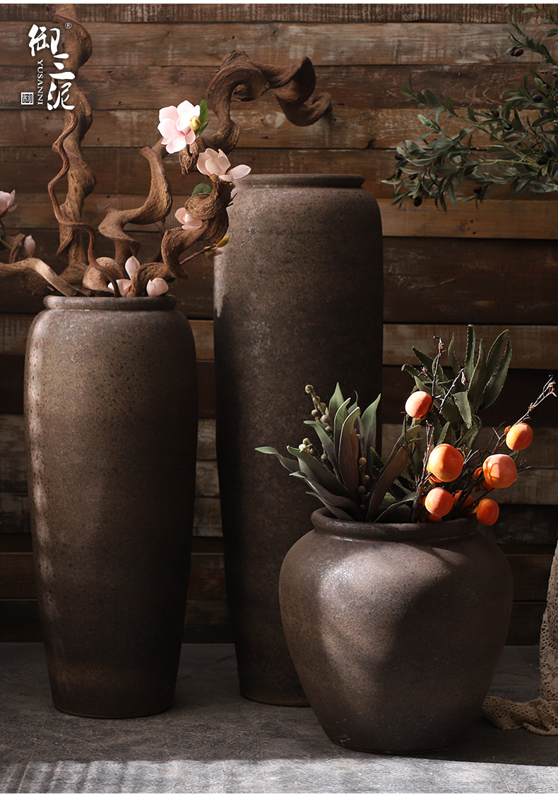 Jingdezhen ceramic large vase flower arranging furnishing articles I and contracted sitting room ground manually restoring ancient ways clay pot