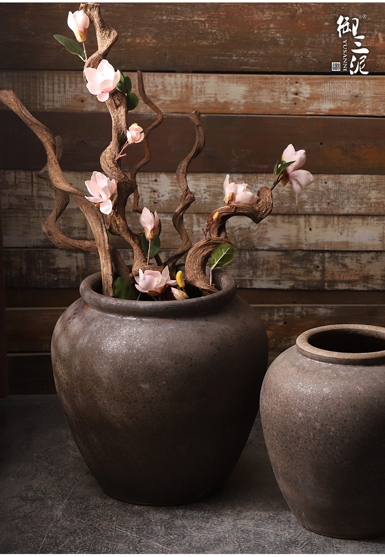 Jingdezhen ceramic large vase flower arranging furnishing articles I and contracted sitting room ground manually restoring ancient ways clay pot