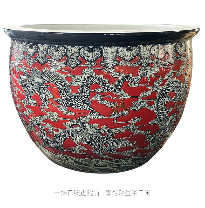 Jingdezhen ceramic cylinder to heavy tank lotus Chinese cornucopia courtyard sitting room design of ceramic cylinder water lily its