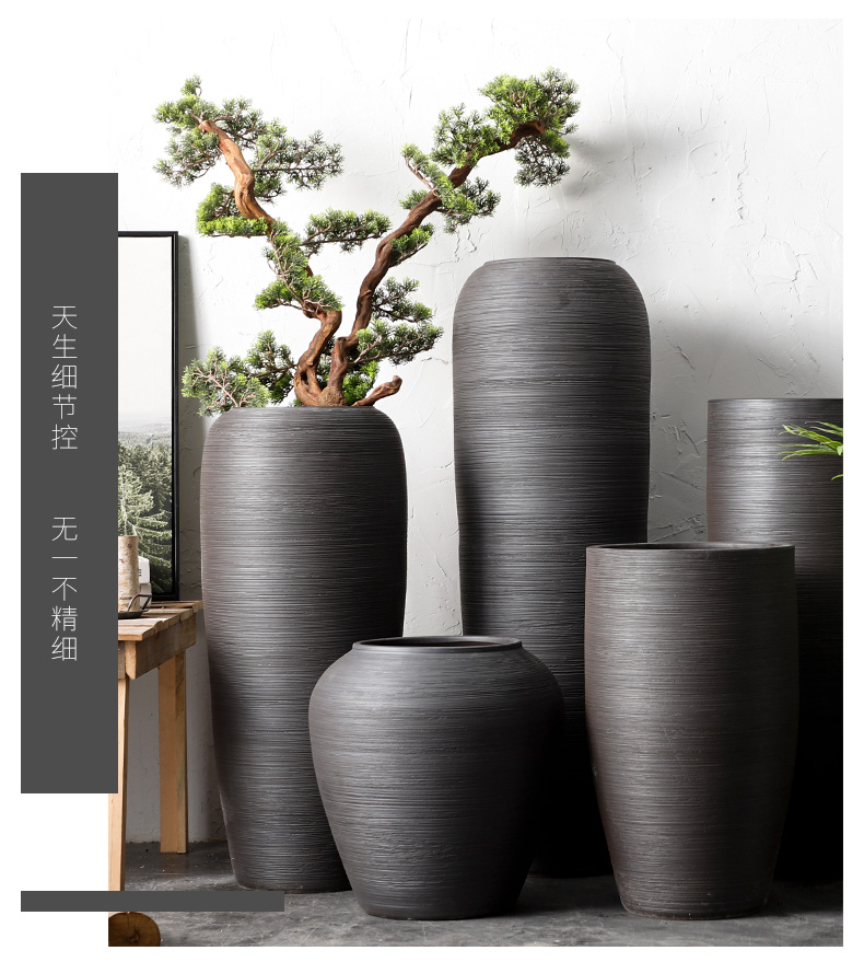 I and contracted large vase Nordic furnishing articles between sitting room flower arranging hotel villa example, black pottery decoration