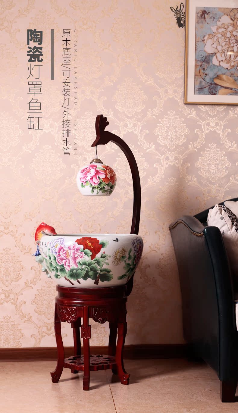 Circulation indoor goldfish bowl porcelain home sitting room with heavy lamp jingdezhen basin of Chinese style furnishing articles ceramic aquarium fish