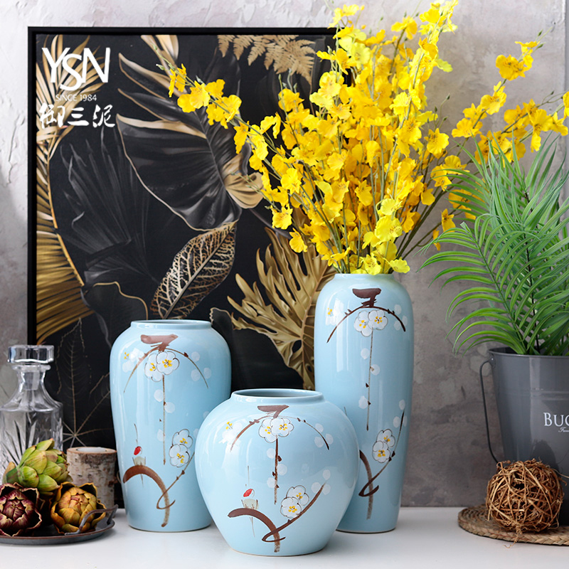 I and contracted sitting room of the new Chinese style flower arranging golden vase home furnishing articles table dry flower adornment European ceramic coating