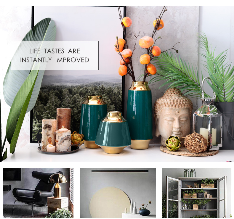 Lucky bamboo vase desktop household American TV ark, the flower adornment sitting room of I and contracted furnishing articles ceramic arranging flowers