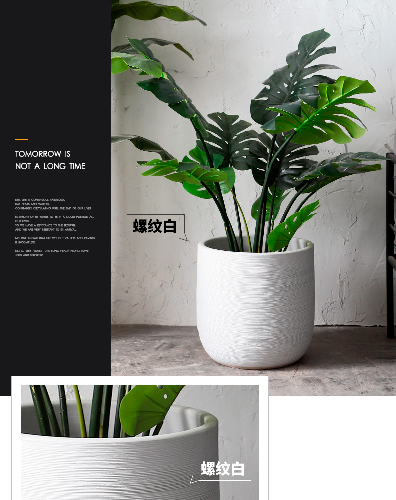 Nordic flowerpot I and contracted vase black ceramic green plant hydroponic POTS of large diameter cylinder indoor plant decoration