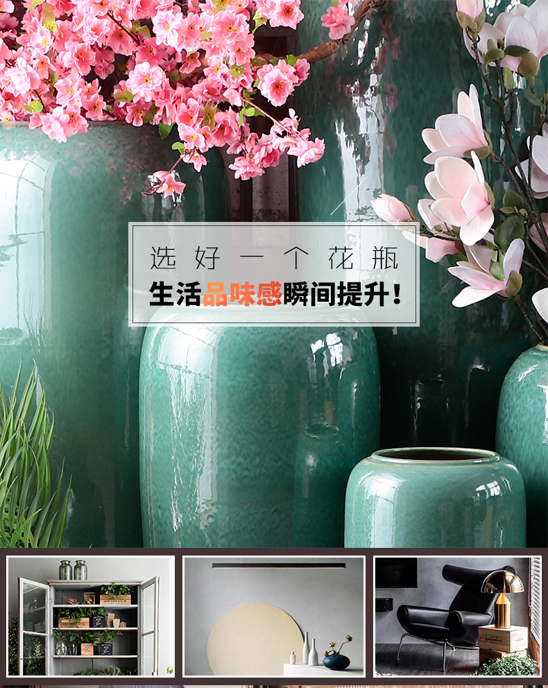 Dried flower color glaze up ceramic floor vase flower arranging modern European sitting room decoration to the hotel furnishing articles big vase