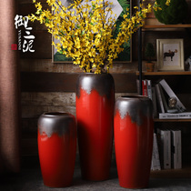 Jingdezhen European ceramic floor vase big red dried flower vase modern simple Chinese living room flower arrangement