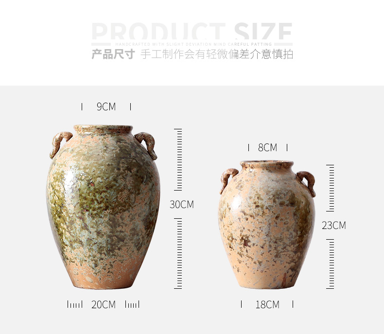 Put the vase meaty plant flower pot zen Japanese jingdezhen manual coarse pottery dried flowers floral restoring ancient ways of home stay facility