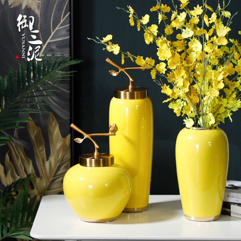 I and contracted the new Chinese style living room table flower arranging furnishing articles ceramic vases household dry flower adornment ou