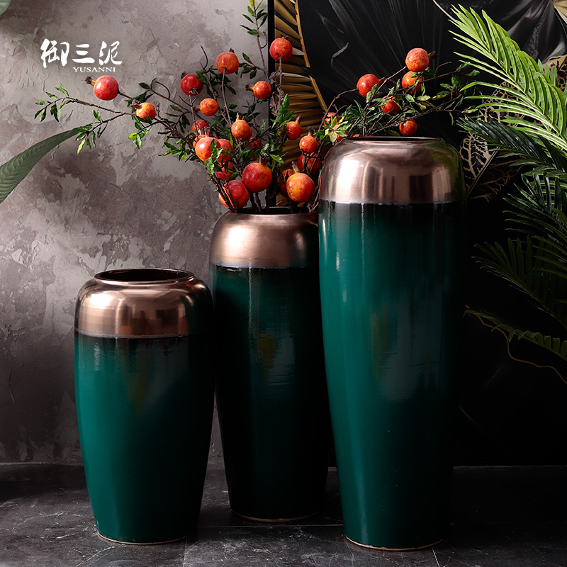 I and contracted light of new Chinese style key-2 luxury ground dry flower vases, flower arrangement sitting room place big exchanger with the ceramics decoration light